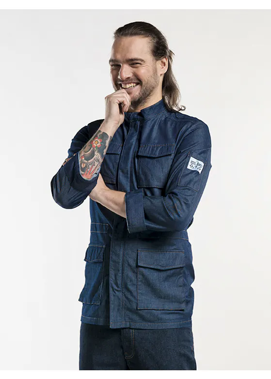 Chaud Devant Chef Jacket Parka Blue Denim