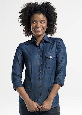 Chaud Devant Women Blue Denim Stretch 3/4 Sleeve