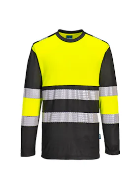 Portwest PW3 PW312 T-Shirt Hi-Vis Lange Mouw Klasse 1 Reflecterend UV-bescherming Performance